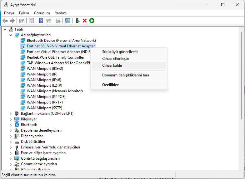 Bu INF Dosyasında Bir Hizmet Bölümü Geçersiz Hatası