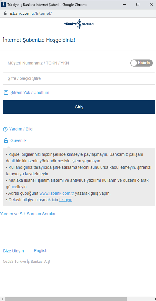 İnternet Bankacılığı Şifresi Alma