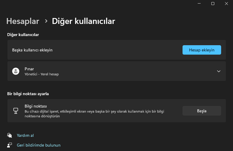 Windows 11 Kullanıcı Hesapları Görüntüleme