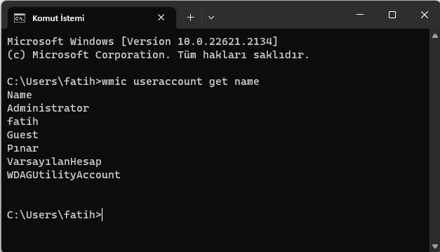 Windows 11 Kullanıcı Hesapları Görüntüleme