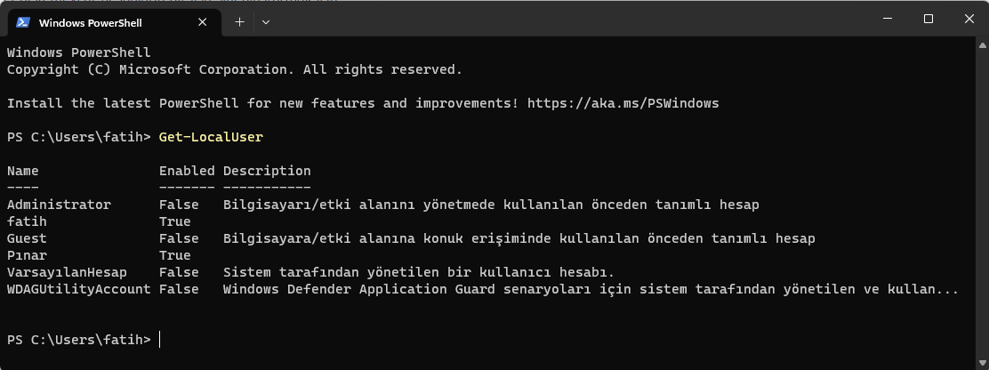 Windows 11 Kullanıcı Hesapları Görüntüleme