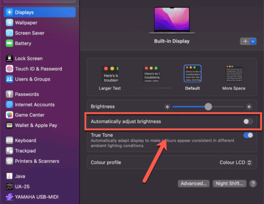 Mac Otomatik Parlaklık Devre Dışı Bırakma