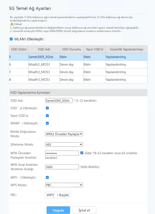 Huawei LG8245X6-50 Kablosuz Ayarları