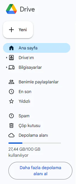 Drive Çöp Kutusu Kontrol