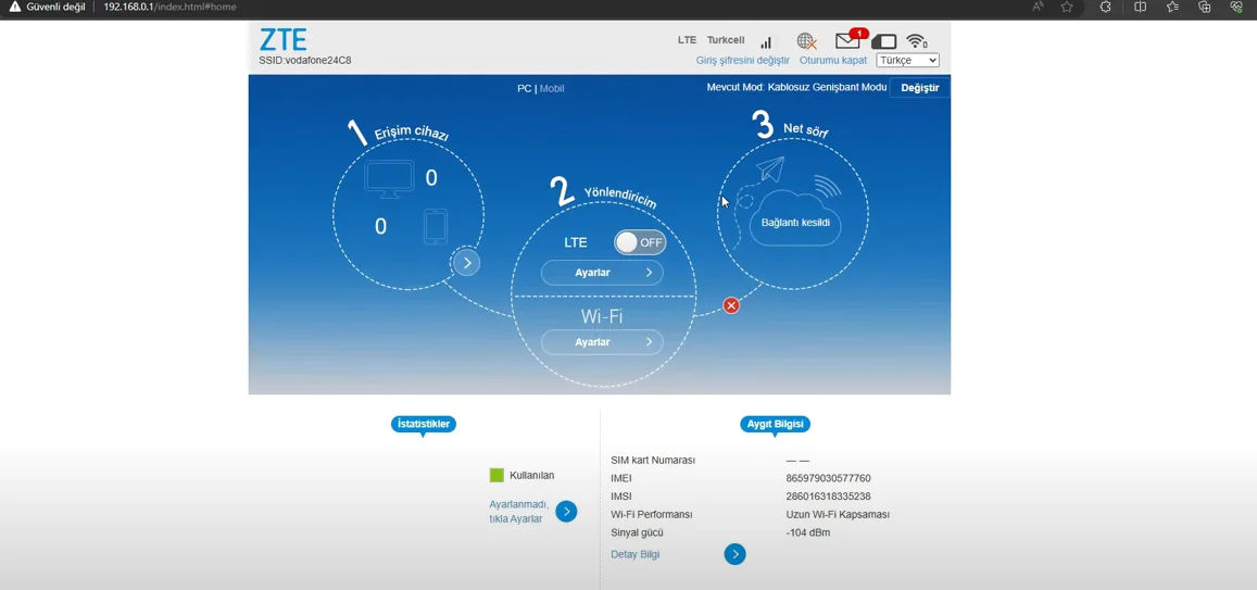 ZTE MF255V Tüm Operatörler İçin Kurulum