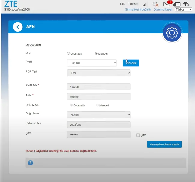 ZTE MF255V Tüm Operatörler İçin Kurulum