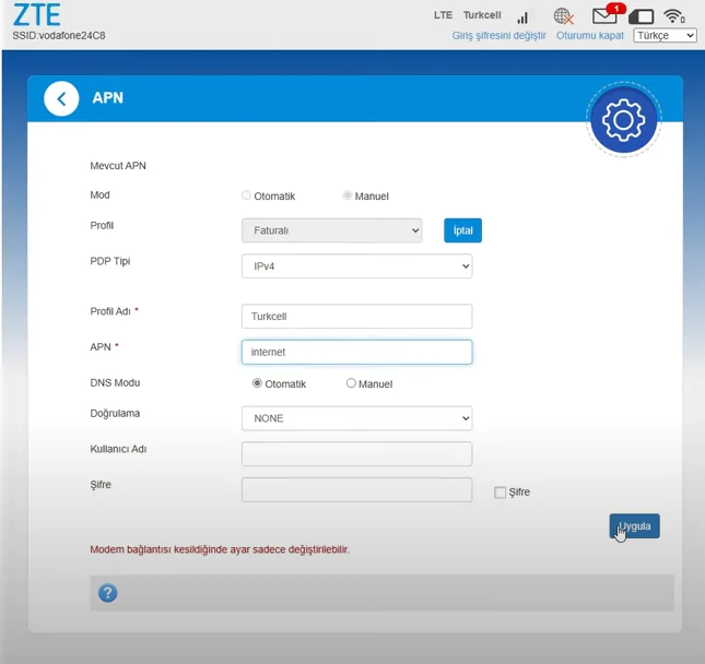 ZTE MF255V Tüm Operatörler İçin Kurulum
