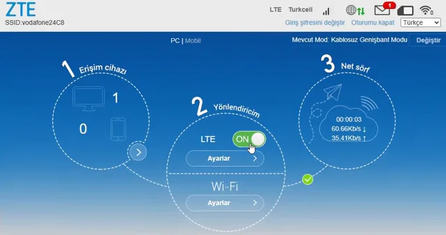ZTE MF255V Tüm Operatörler İçin Kurulum