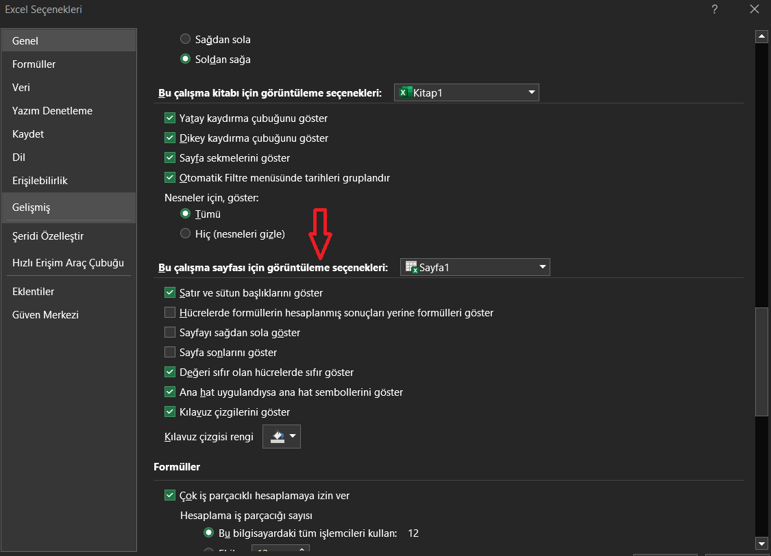 Excel'de Kılavuz Çizgisi Nedir