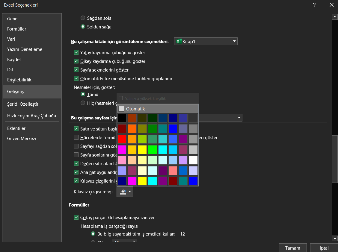 Excel'de Kılavuz Çizgisi Nedir