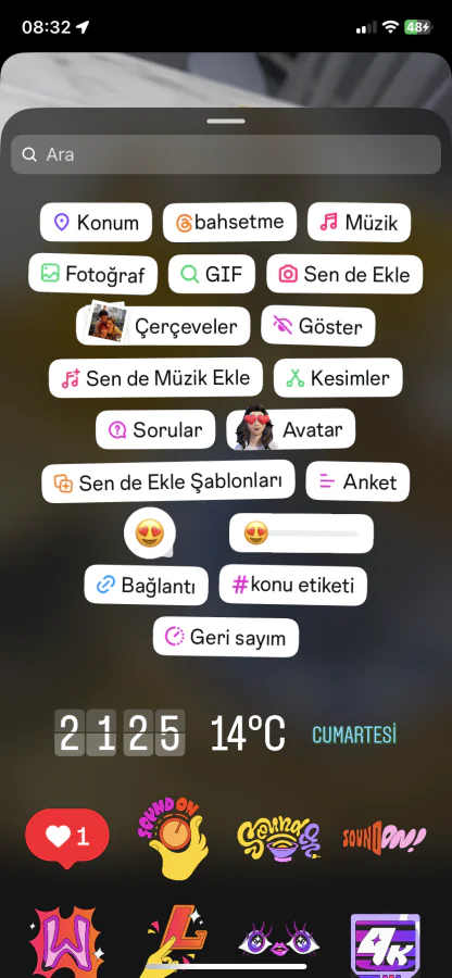 Instagram ifadeli hikaye bırakma