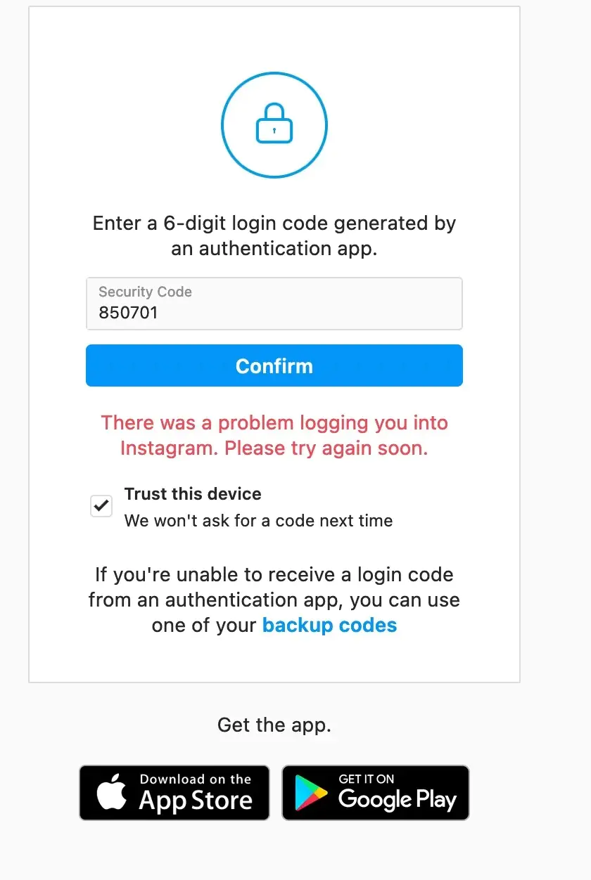 Instagram bir sorun oluştu
