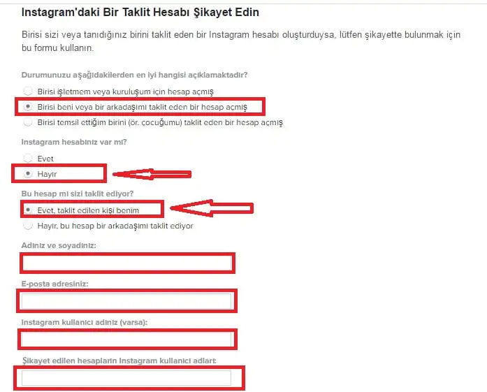 Instagram Taklit Hesap Şikayet Etme