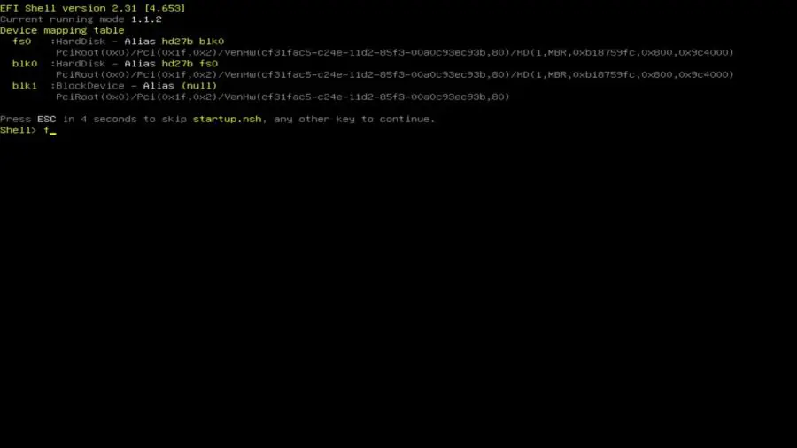 EFI Shell hatasını çözmek için uygulanabilecek yöntemler.