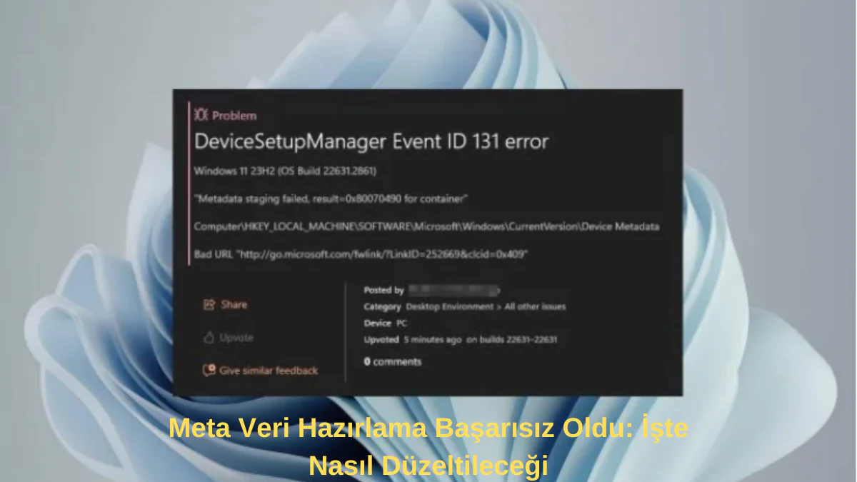 Meta Veri Hazırlama Başarısız Oldu