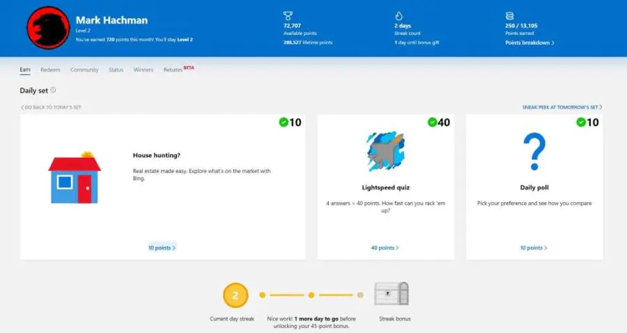 Microsoft Rewards Puan Vermiyor