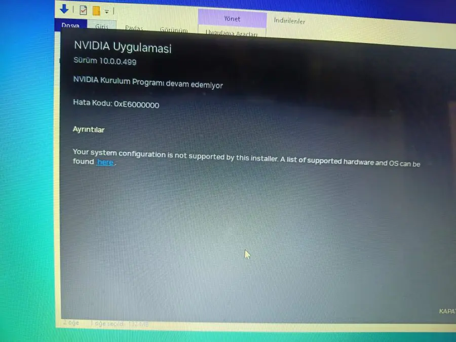 NVIDIA App 0xE6000000 Hatası