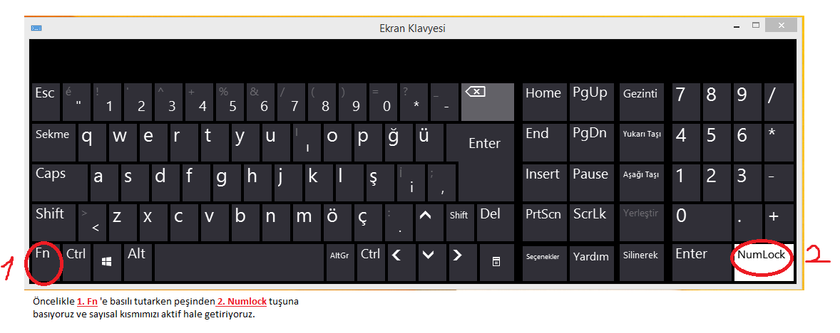 Masaüstü ve Notebook’larda Numlock Sorunu