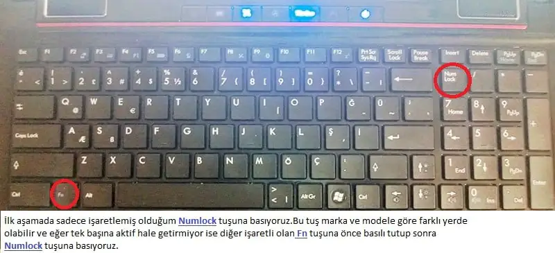 Masaüstü ve Notebook’larda Numlock Sorunu