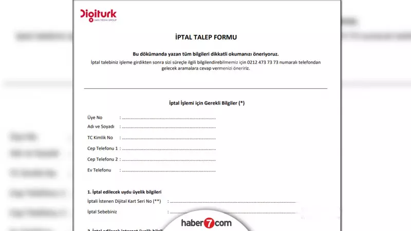 Digitürk üyelik iptali