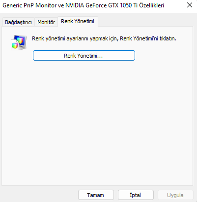 Win11 Renk yönetimi