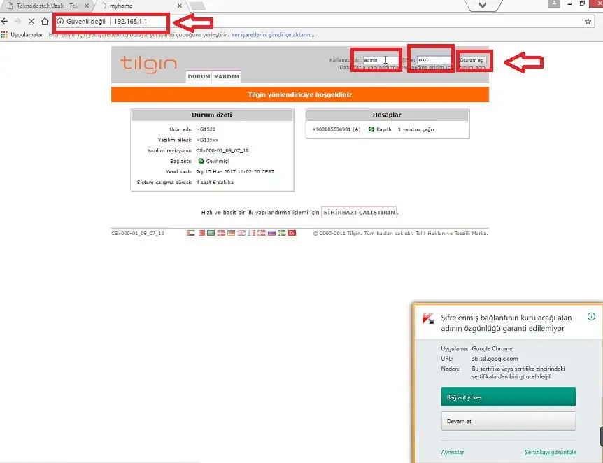 TILGIN HG1522' Modem Kurulumu (Resimli Anlatım)