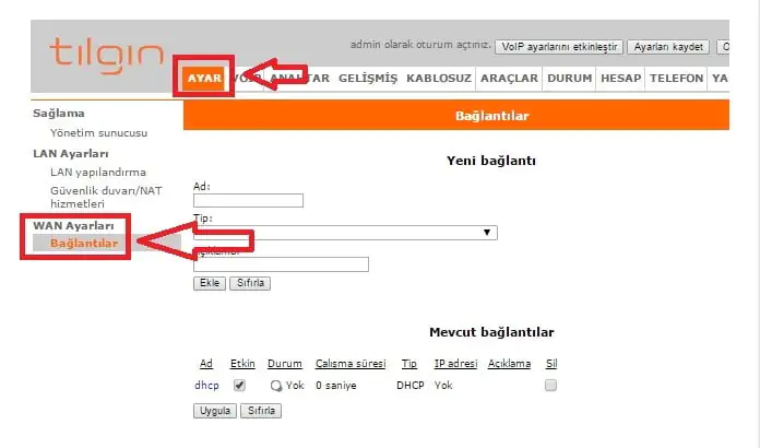TILGIN HG1522 Modem Kurulum Hakkında Yapılması Gerekenler
