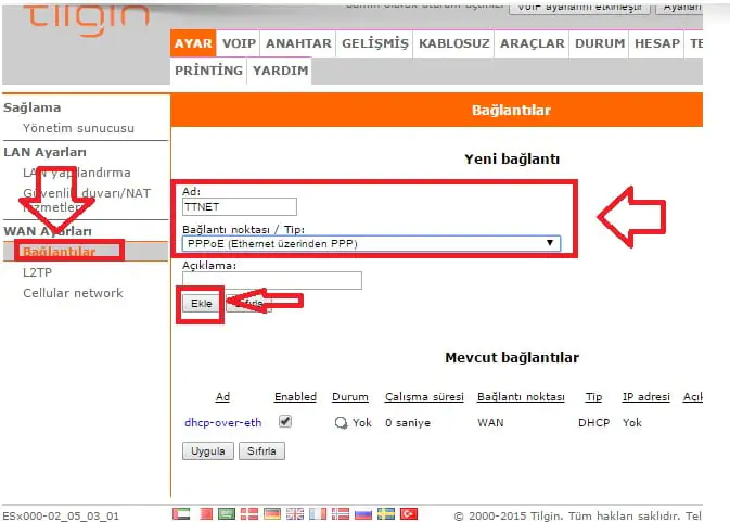 TILGIN HG1522 Modem Kurulum