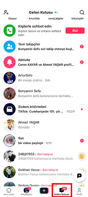 TikTok Gönderilen Mesajı Silme