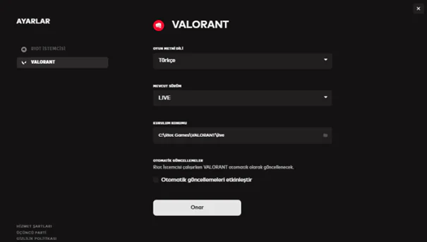 Valorant Win64 Gönderim Yanıt Vermiyor