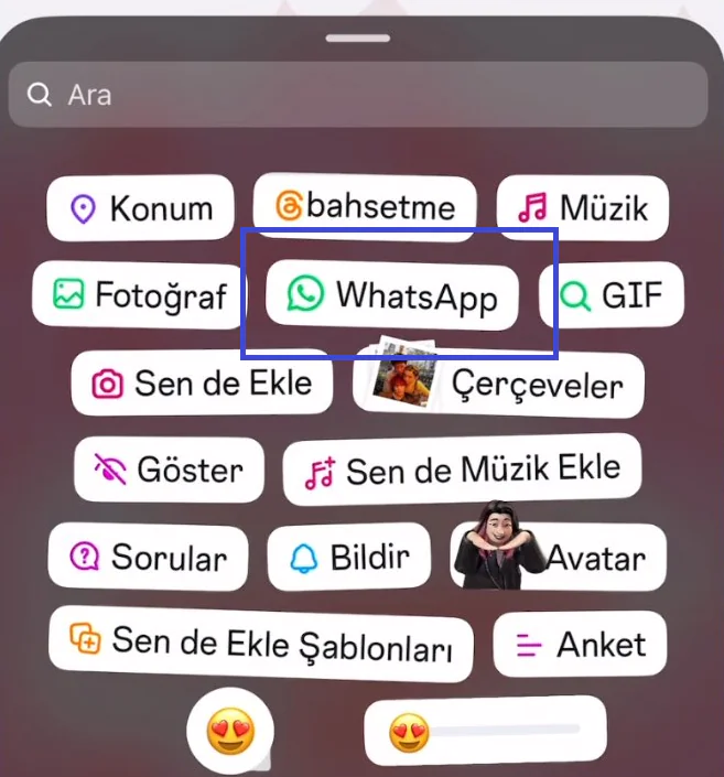 Instagram hikayesine WhatsApp etiketi ekleme