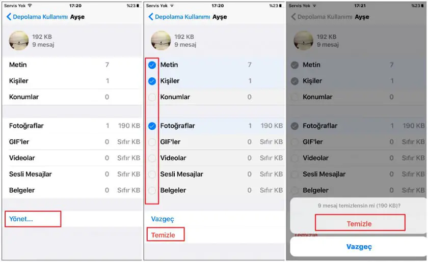 WhatsApp sohbetlerinde mesajları silme