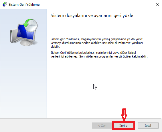 Windows 10'da Sistem Geri Yükleme