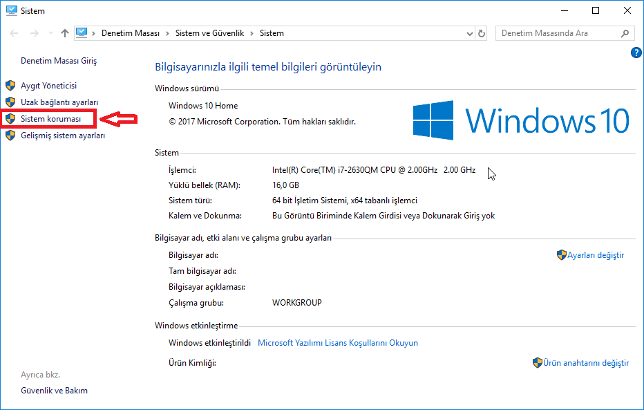 Windows 10'da Sistem Geri Yükleme
