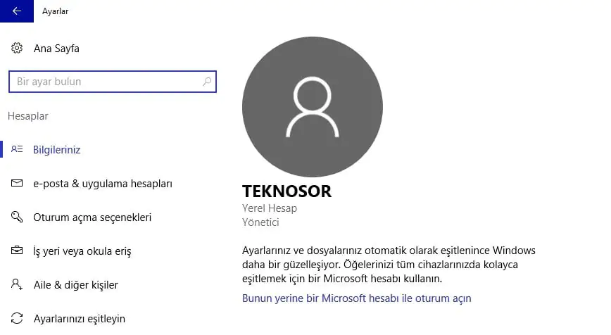Windows 10'da Yeni Kullanıcı Hesabı Oluşturma (Resimli Anlatım)