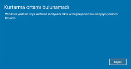 Windows 11 Kurtarma Ortamı Bulunamadı Hatası ve Çözümü