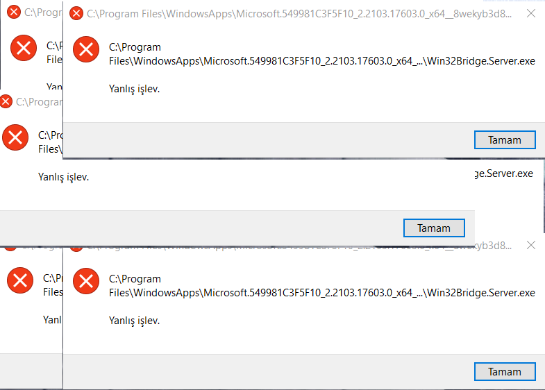 Windows Yanlış İşlev sorunu nasıl giderilir