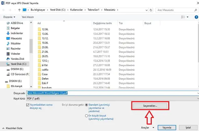 Word Belgesinin Bir Kısmını PDF'e Dönüştürme