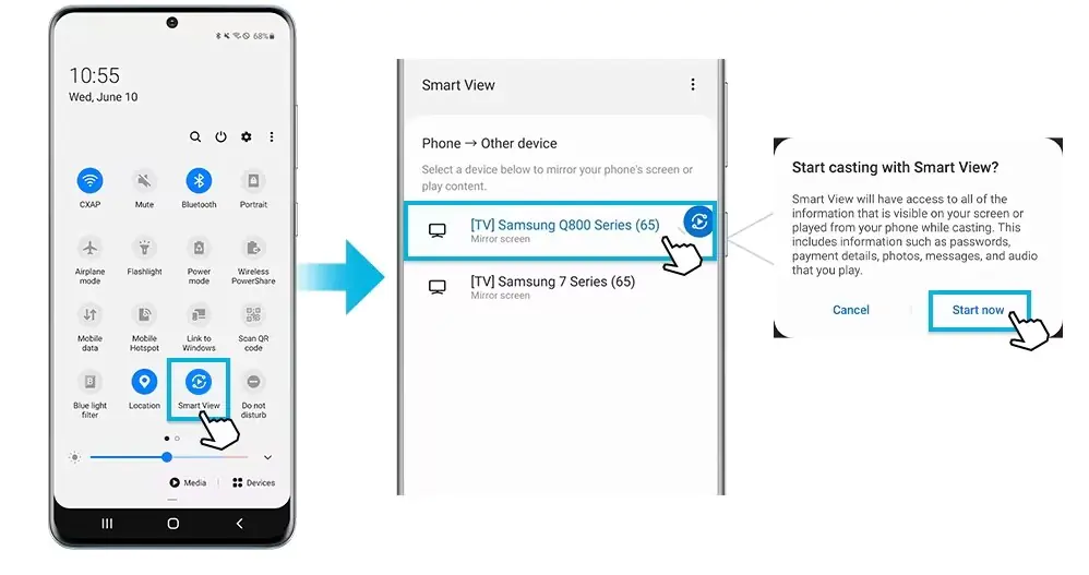 Android Samsung Ekran yansıtma