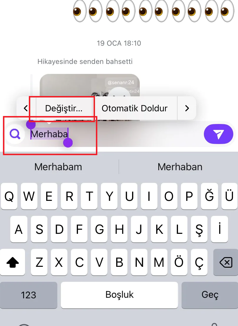 yabancı dilde mesaj gönderme