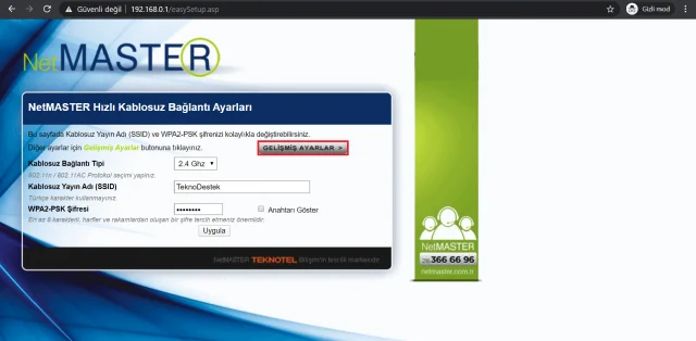 Netmaster Infinity 401 Modem Port Açma