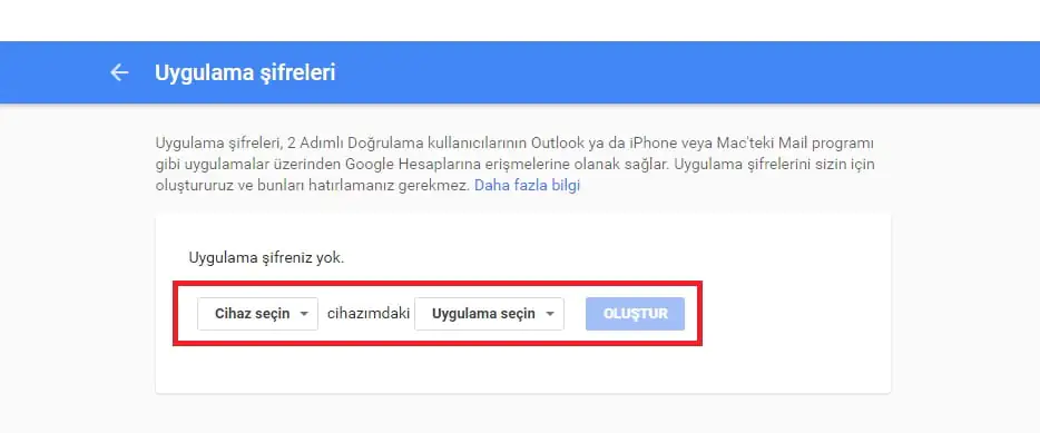 Gmail Uygulamaya Özel Şifre Nasıl Oluşturulur