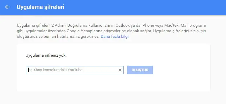 Gmail Uygulamaya Özel Şifre Nasıl Oluşturulur