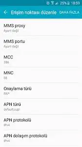 İnternet ve MMS Ayarları