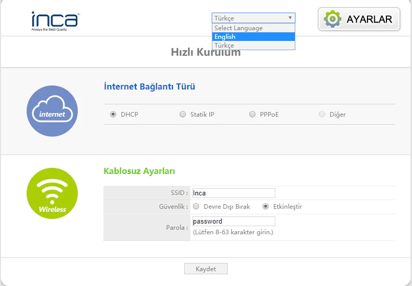 İnca IAP-700NR Router Kurulum