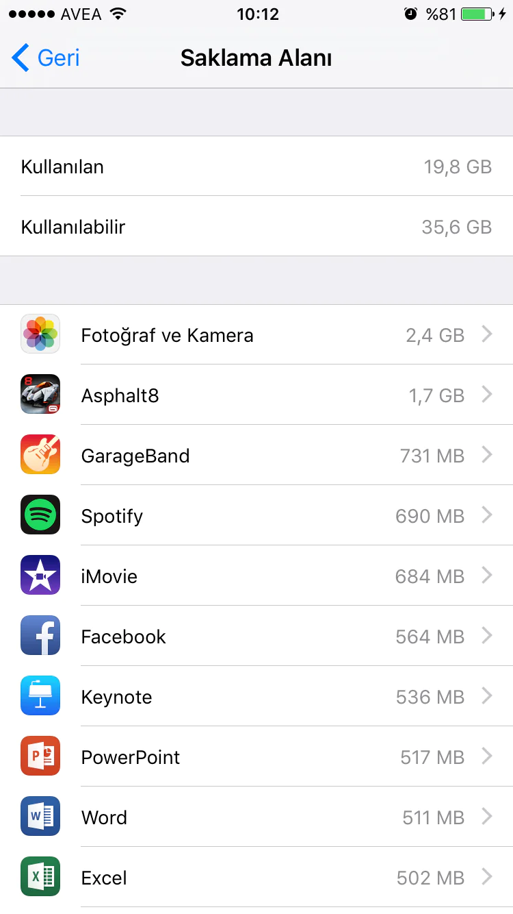 iPhone da Ayarlar Menüsünden Uygulama Verilerine Ulaşma