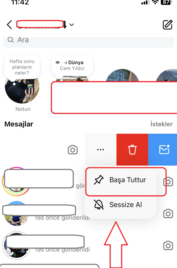 Instagram da mesaj ve kişiyi başa tutturma