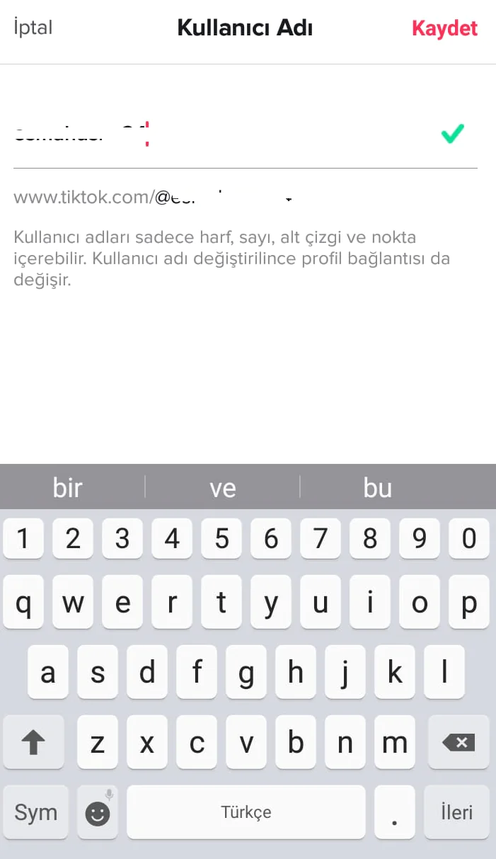 TikTok profil düzenleme