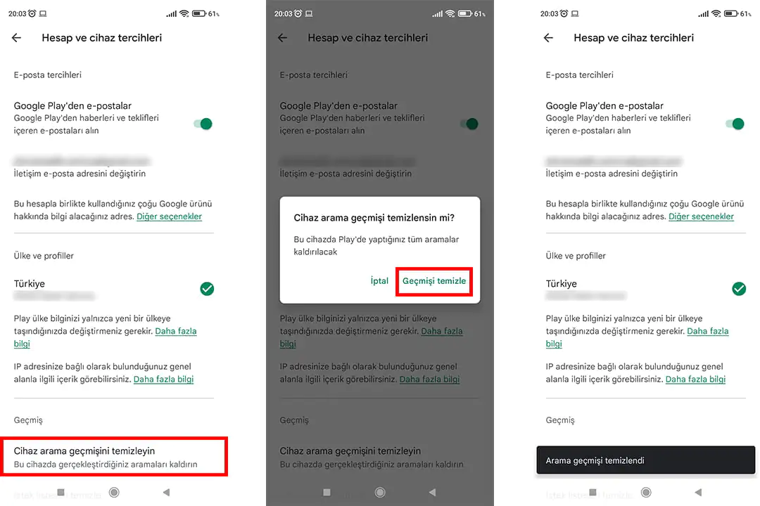 play store, arama geçmişi, nasıl silinir