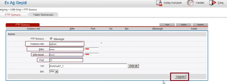 Huawei HG552e USB Disk Bağlama 4